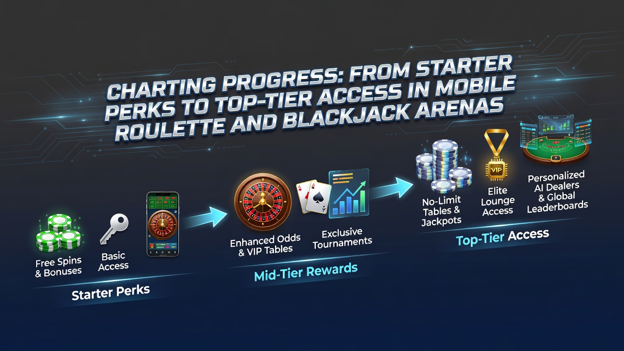 Darstellung der Entwicklung von Starter-Vorteilen zu Premium-Zugängen in mobilen Roulette- und Blackjack-Arenen