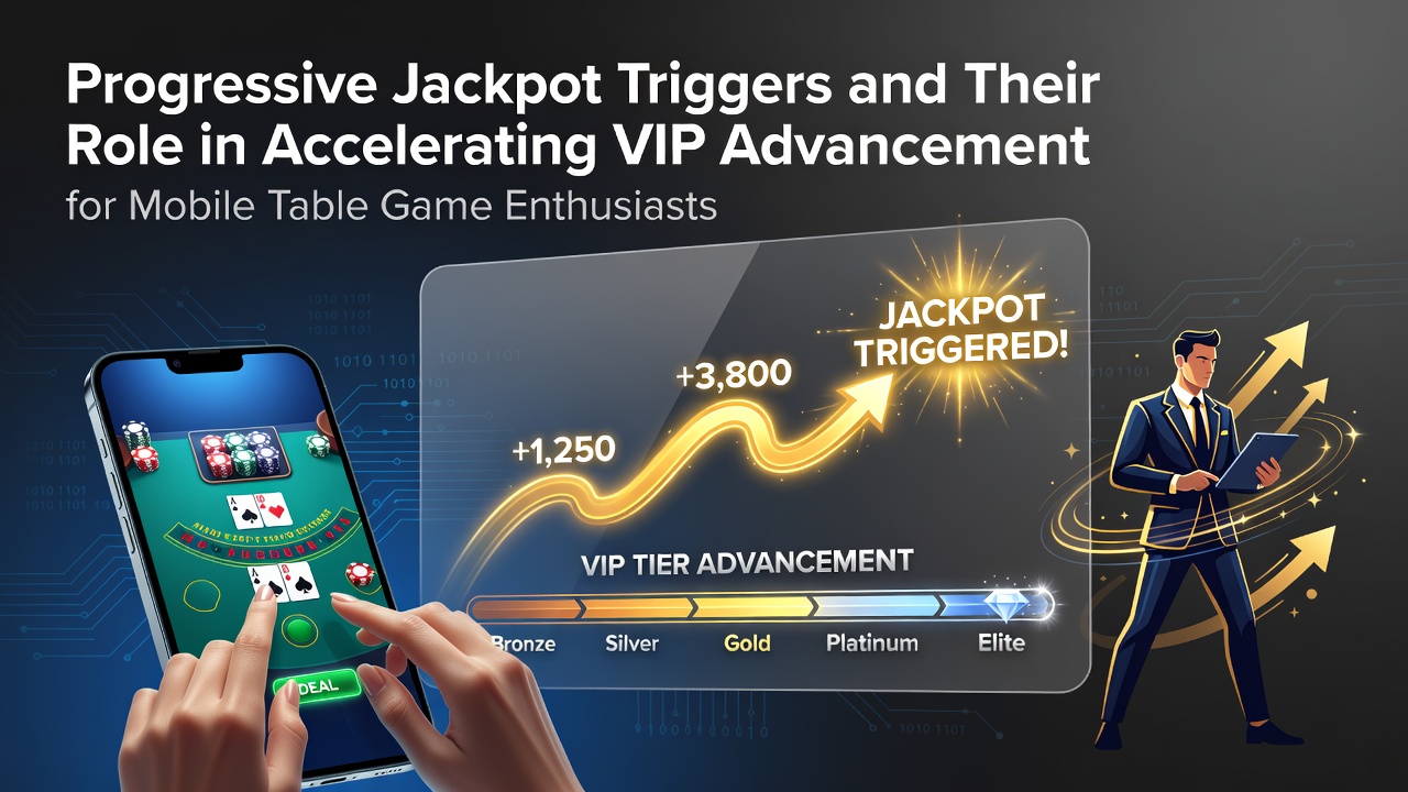 Illustration zu Progressive Jackpot-Triggers in mobilen Tischspielen und VIP-Programmen